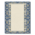 Geometric Blue Tan Mosaic Border Rug
