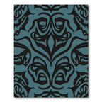 Deep Teal Black Organic Swirl Rug