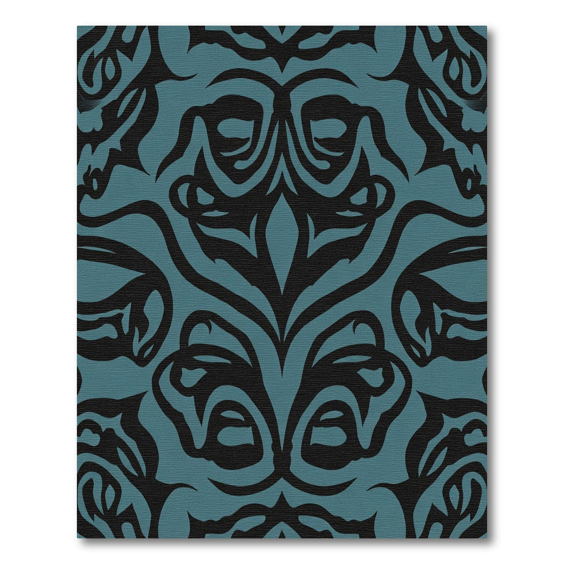 Deep Teal Black Organic Swirl Rug