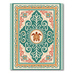 Coastal Teal Turtle Medallion Rug