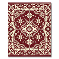Deep Red Floral Medallion Damask Rug
