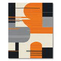 Modern Orange Black Abstract Geometric Blocks Rug