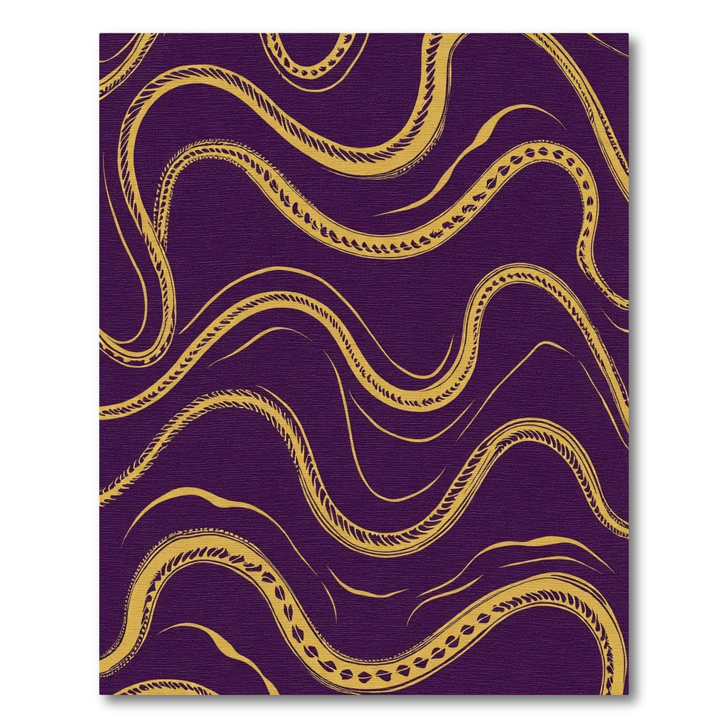 Golden Serpent Waves Plum Rug