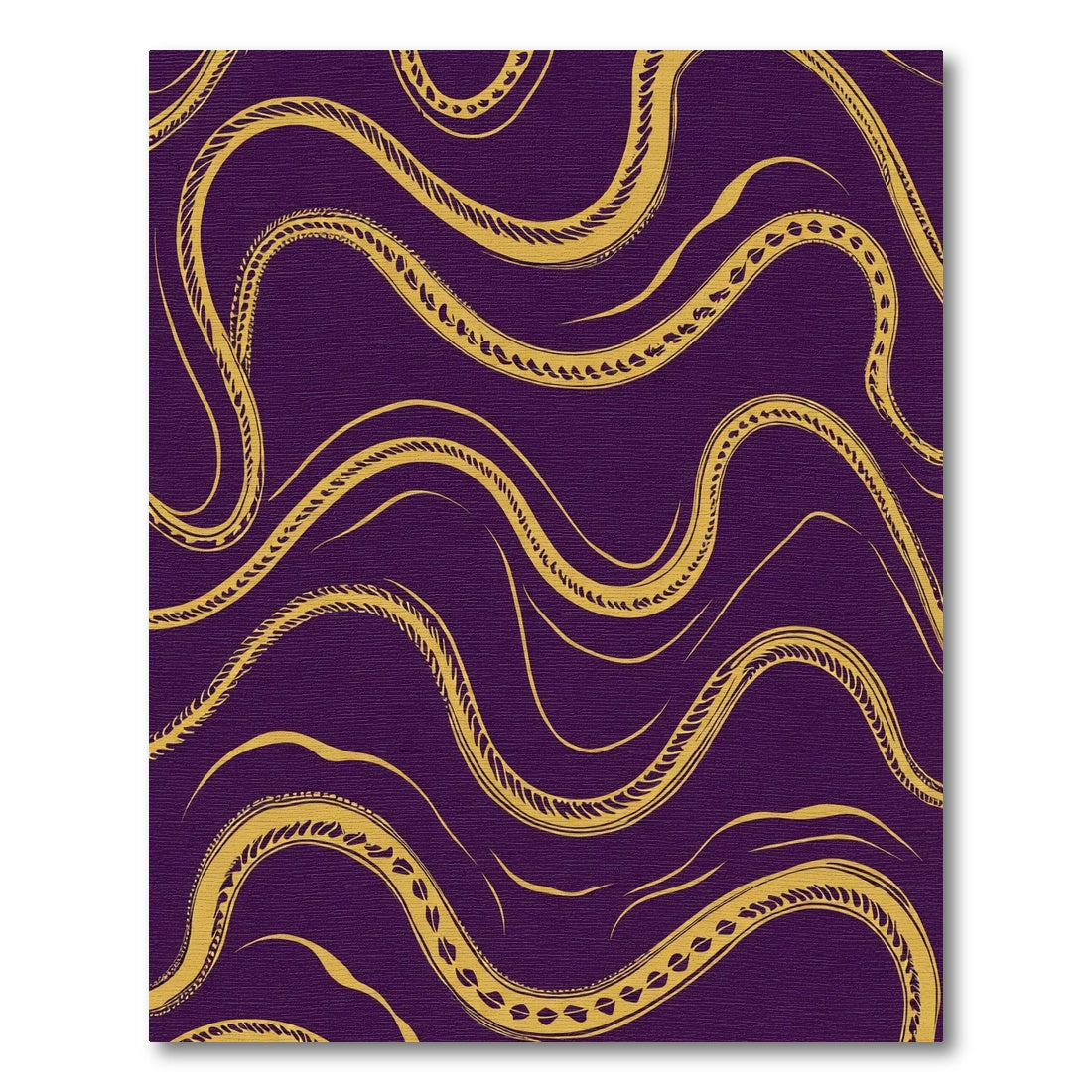 Golden Serpent Waves Plum Rug