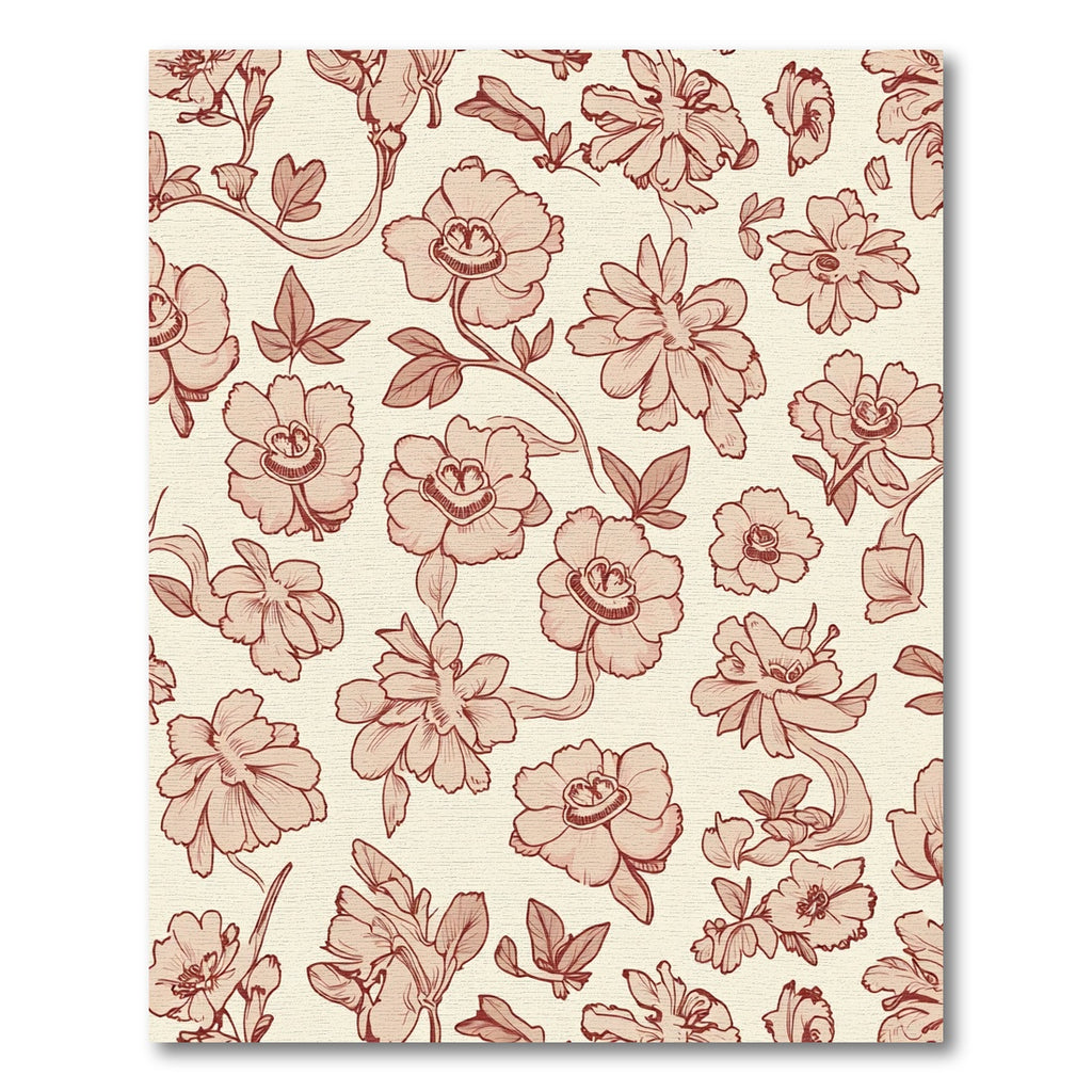 Rose And Cream Floral Vine Rug