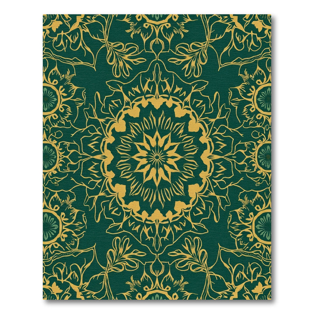 Emerald Gold Mandala Floral Rug