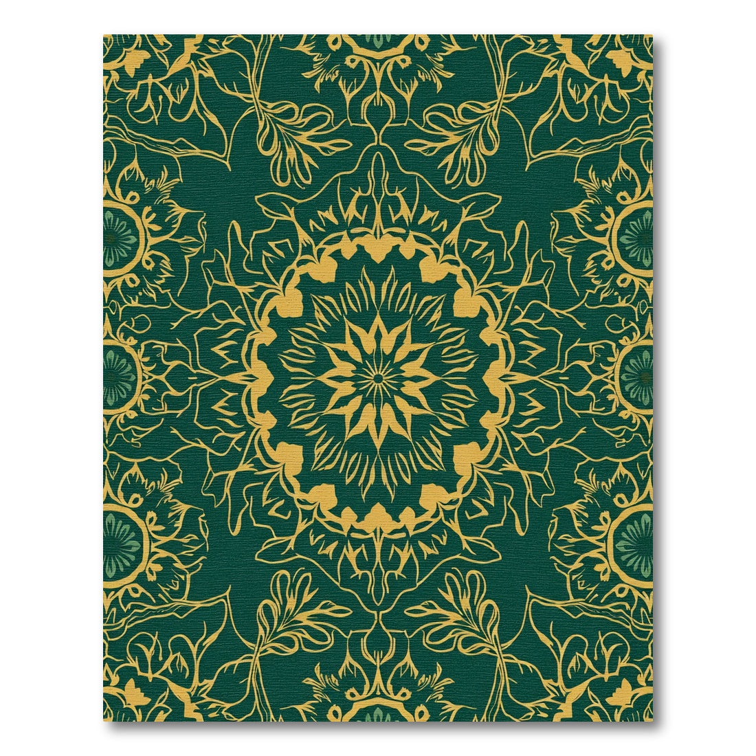 Emerald Gold Mandala Floral Rug