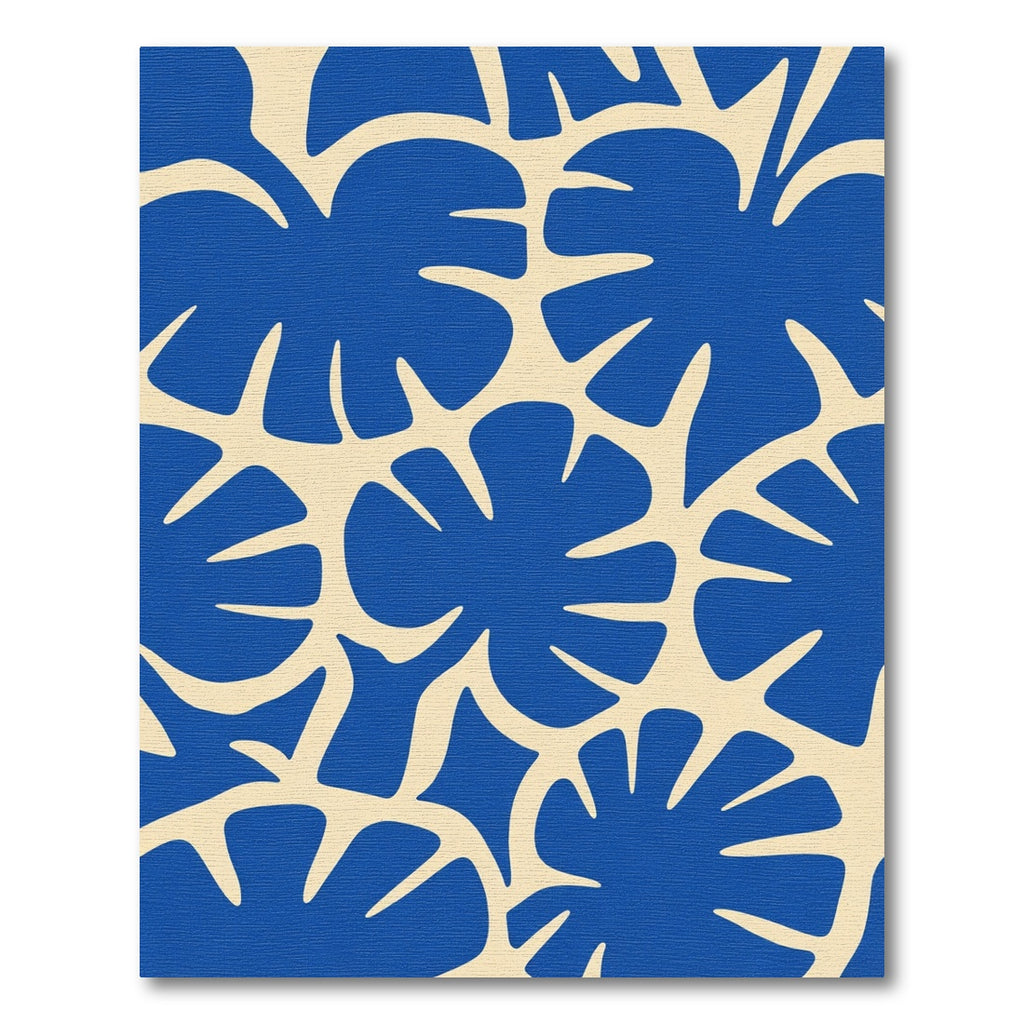 Bold Cobalt Leafy Silhouette Rug