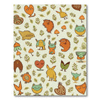 Whimsical Woodland Creatures and Leaves Rug
