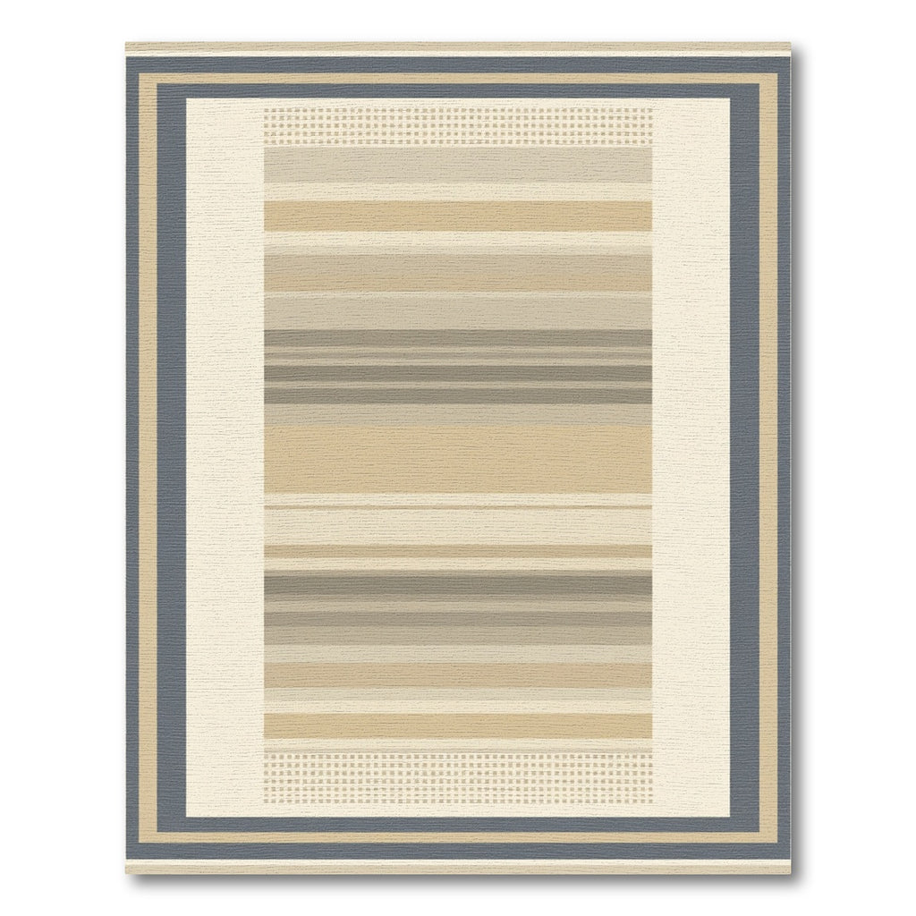 Neutral Tones Horizontal Stripe Border Rug