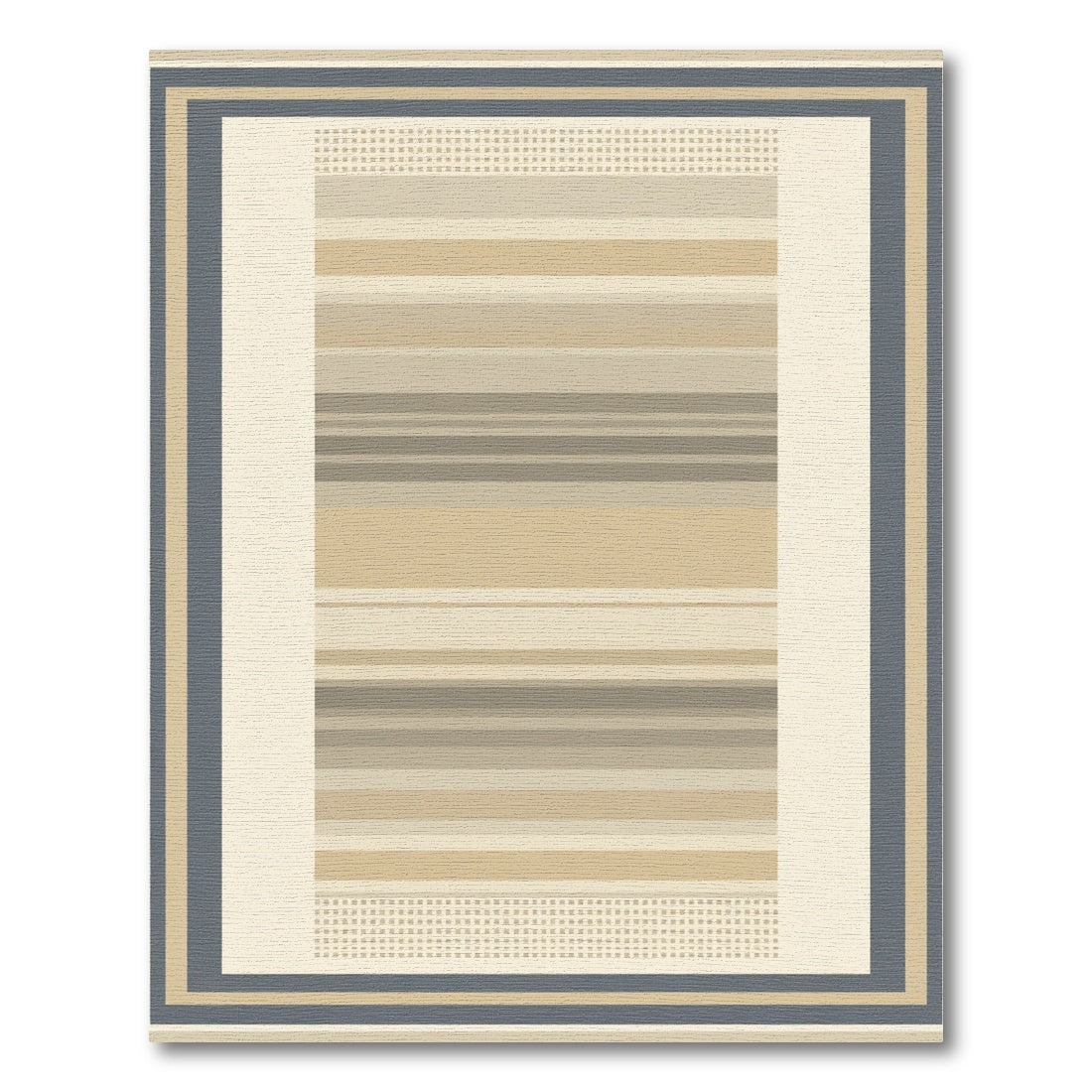 Neutral Tones Horizontal Stripe Border Rug