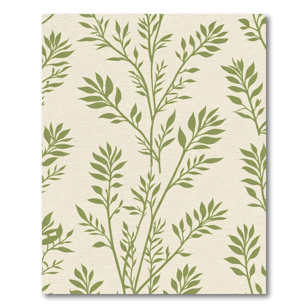 Olive Green Branch Botanic Print Rug
