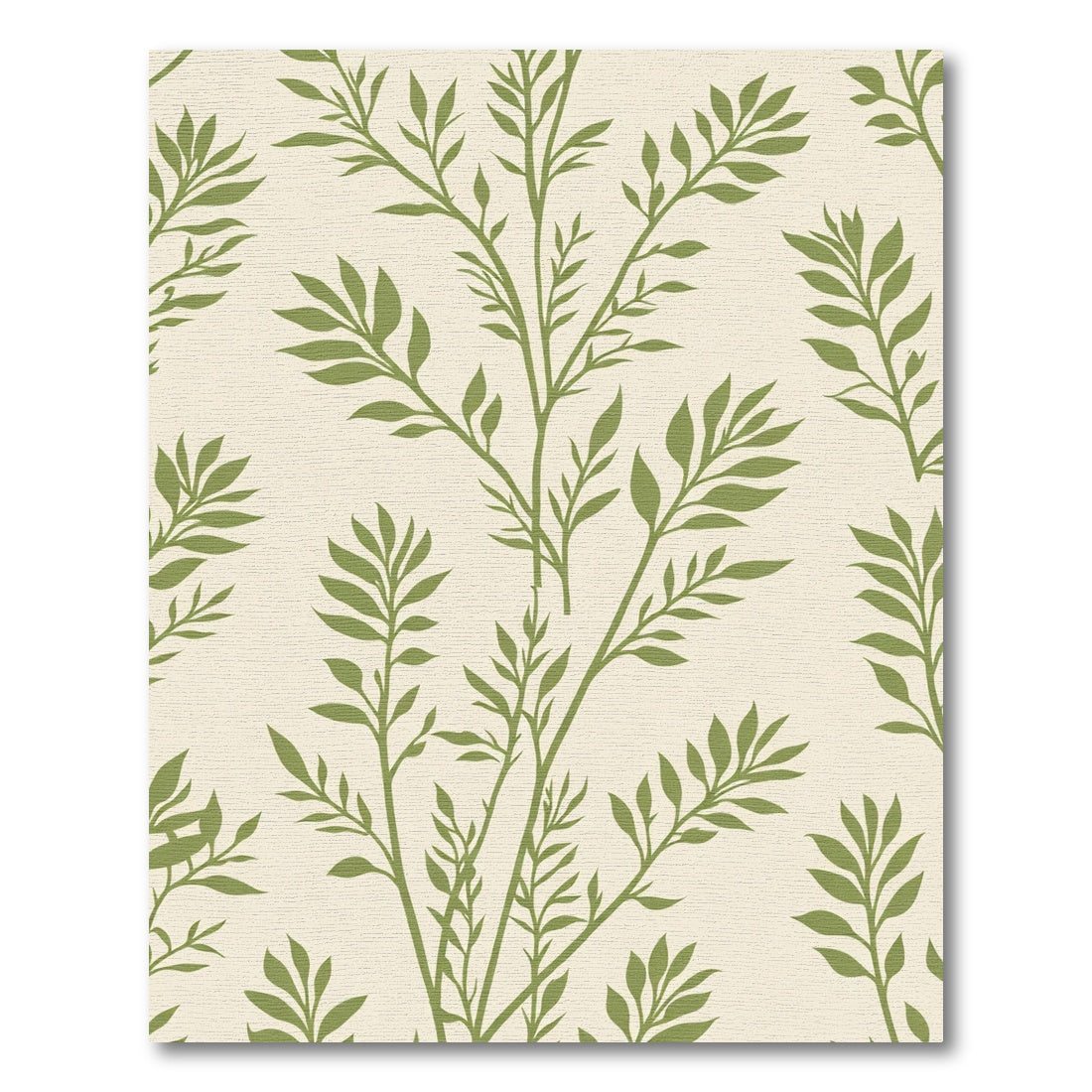 Olive Green Branch Botanic Print Rug