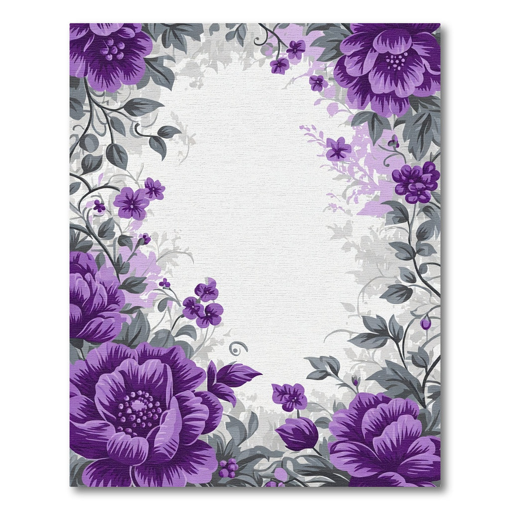 Purple Floral Garden Border Rug