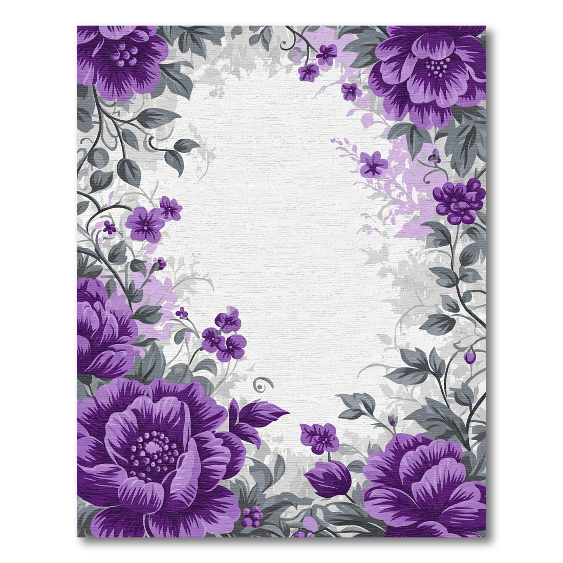 Purple Floral Garden Border Rug