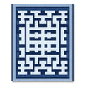 Geometric Labyrinth Blue and White Rug