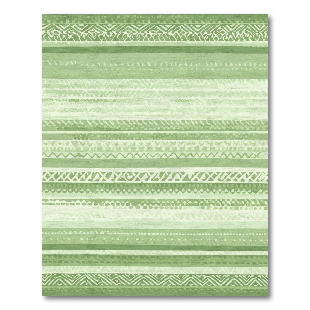 Muted Green Striped Geometric Blend Rug