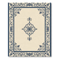 Navy Floral Frame Cream Medallion Rug