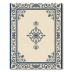 Navy Floral Frame Cream Medallion Rug