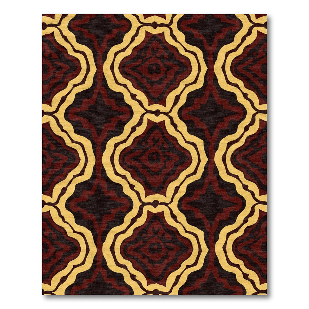 Deep Red Ochre Geometric Arabesque Rug