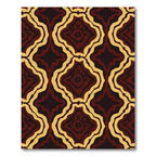 Deep Red Ochre Geometric Arabesque Rug