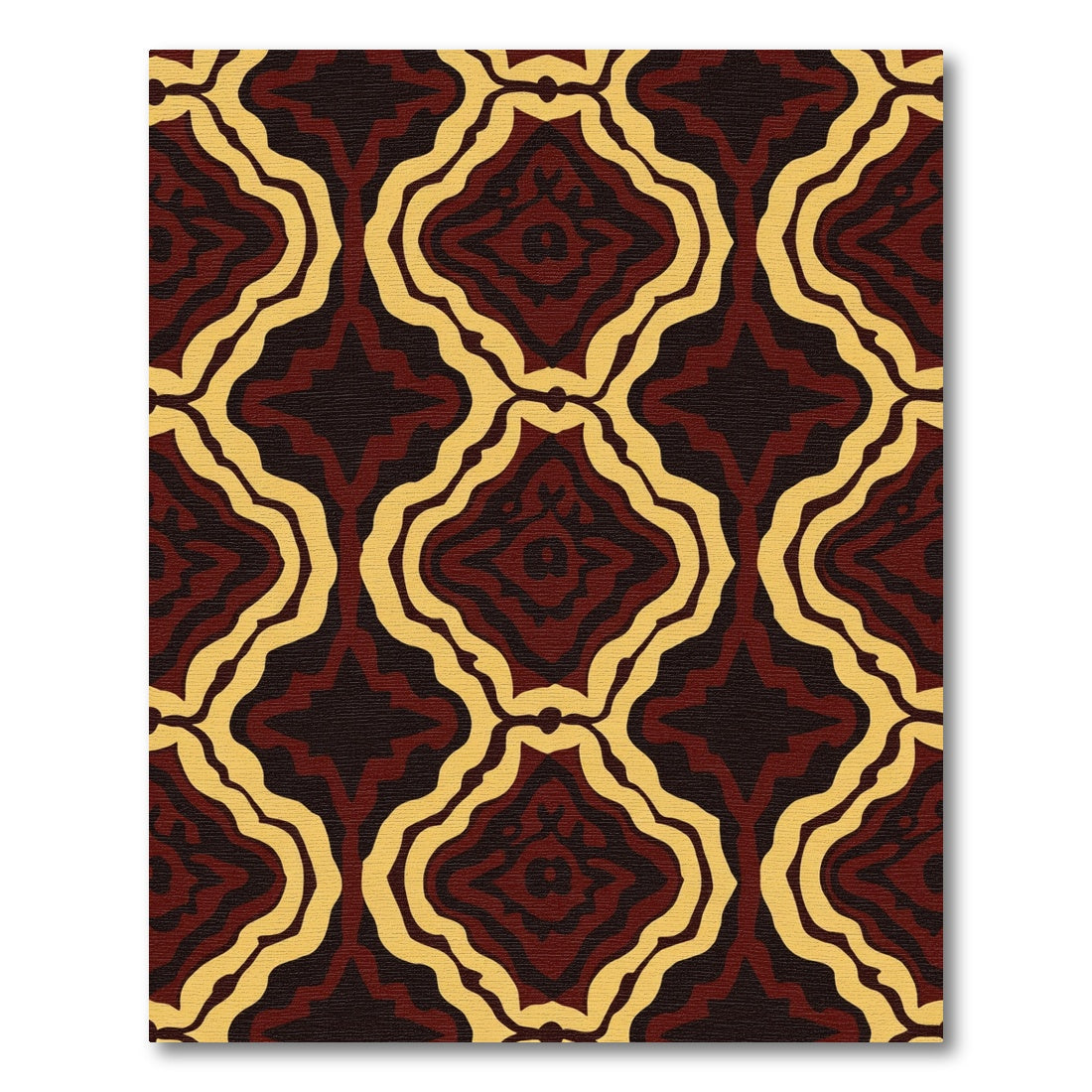 Deep Red Ochre Geometric Arabesque Rug