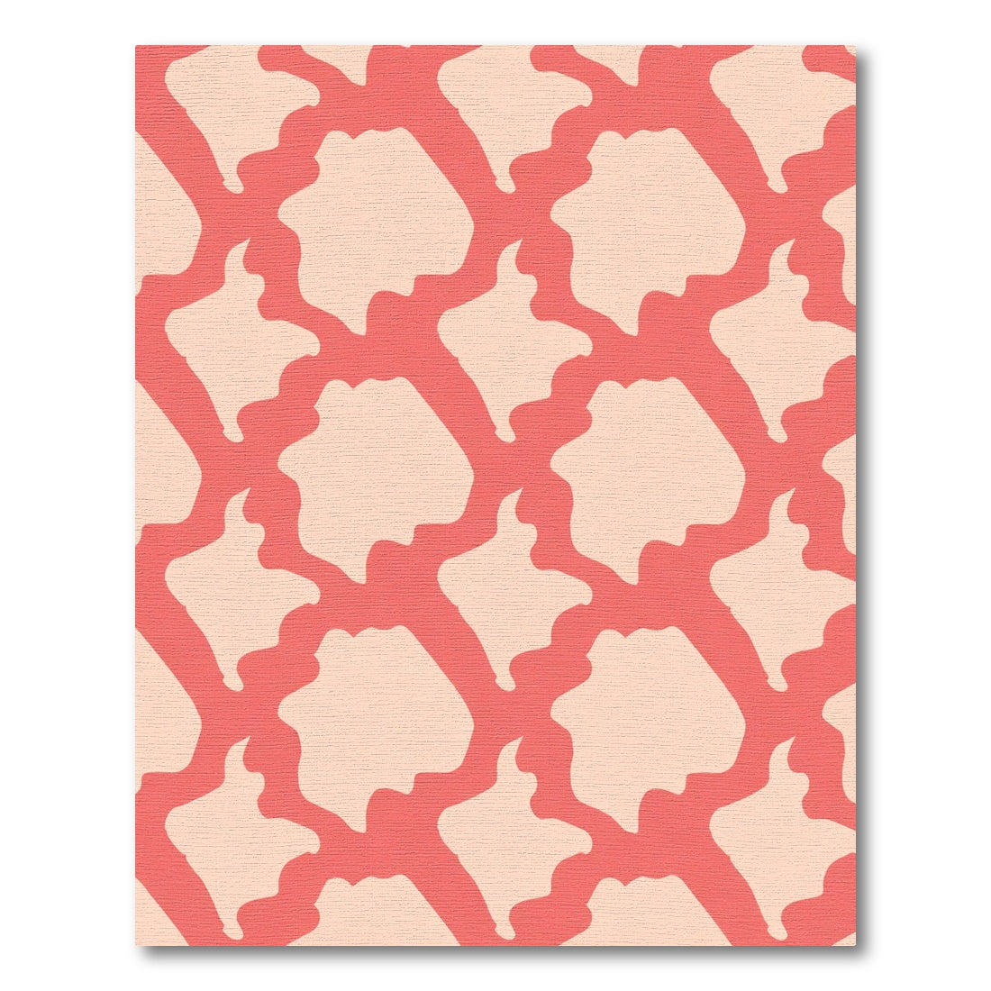 Coral Peach Organic Interlocking Shapes Rug