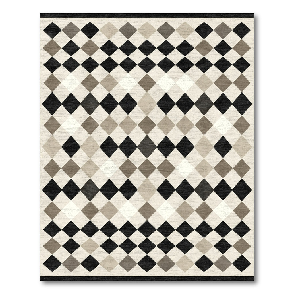 Monochrome Diamond Grid Field Rug