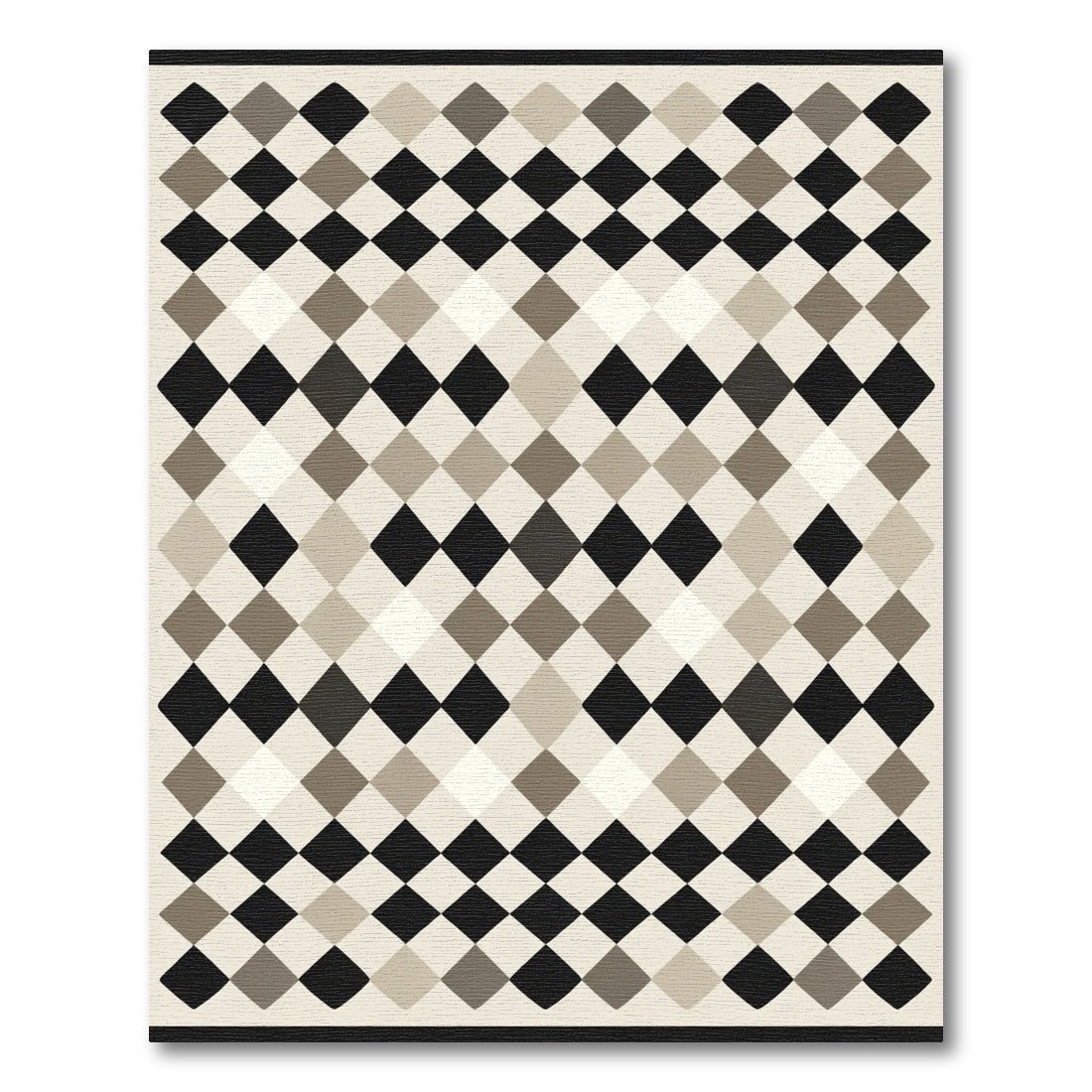 Monochrome Diamond Grid Field Rug