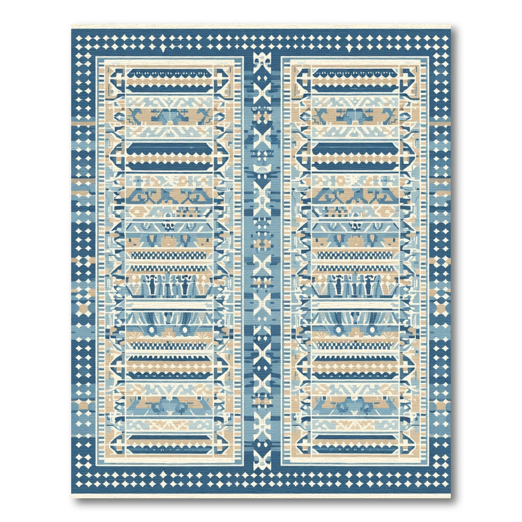 Navajo Inspired Geometric Stripes Rug