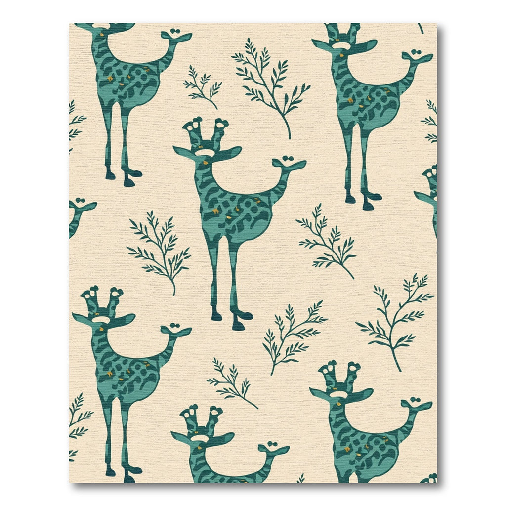 Teal Giraffe Foliage Repeat Rug