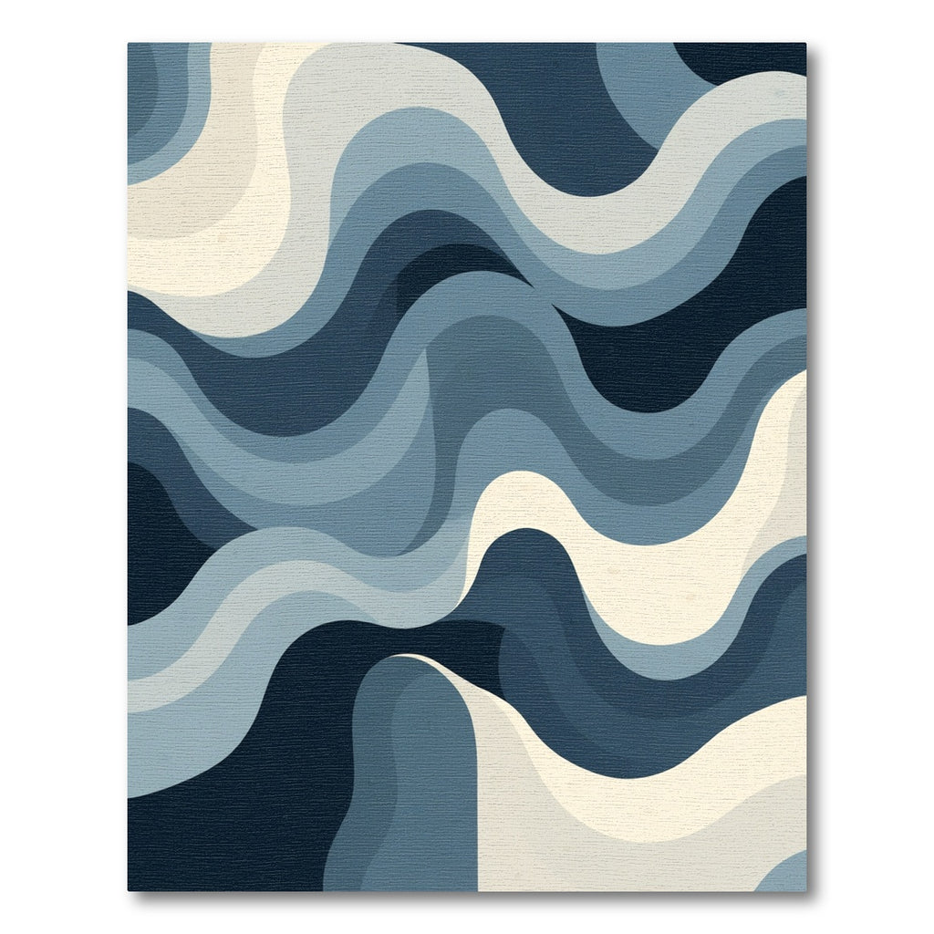 Oceanic Blue Wavy Stripe Rug