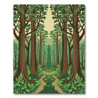 Verdant Forest Pathway Symmetrical Trees Rug
