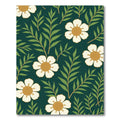 Dark Teal White Floral Botanical Rug
