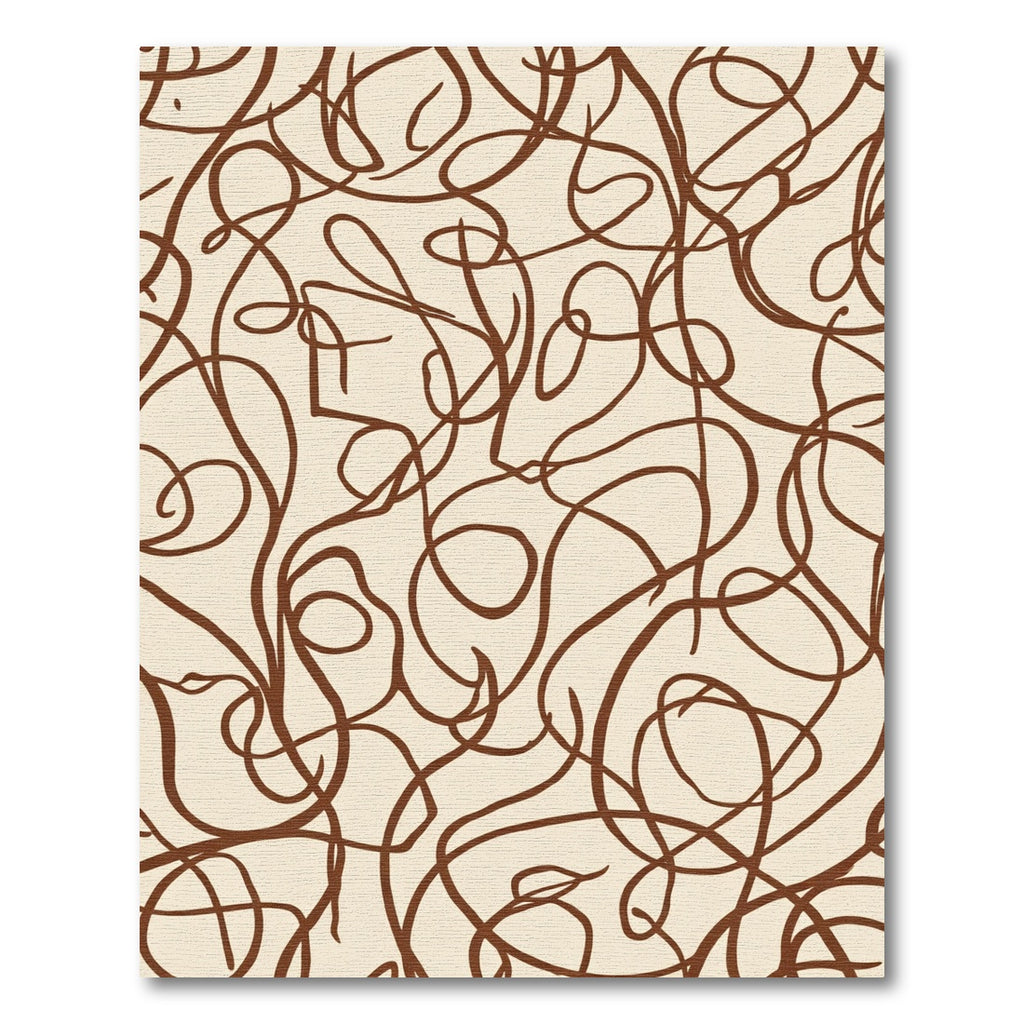 Cream Brown Abstract Swirls Rug