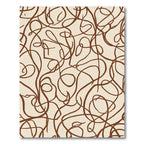 Cream Brown Abstract Swirls Rug
