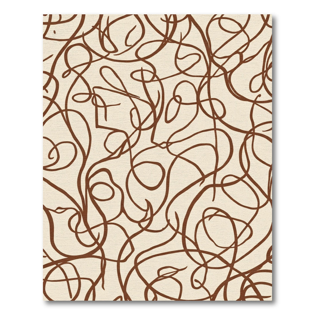 Cream Brown Abstract Swirls Rug