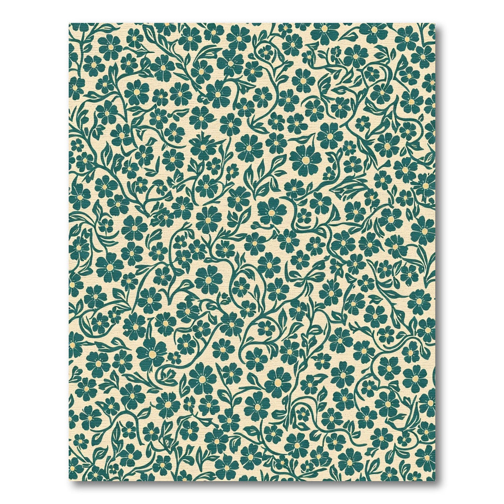 Teal Floral Vine Garden Rug