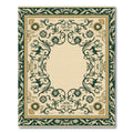 Cream Green Floral Vines Border Rug