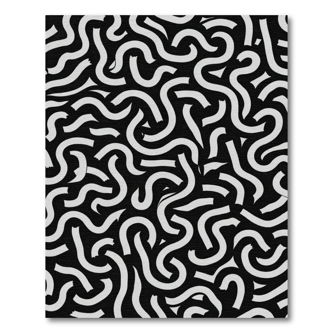 Abstract Black White Ribbon Swirls Rug