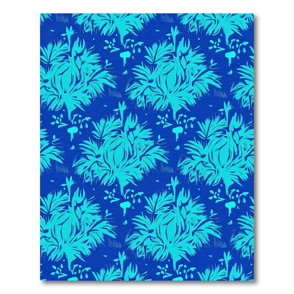 Electric Blue Tropical Floral Arrangement Rug