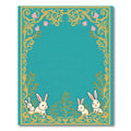 Golden Floral Border With White Bunnies Rug