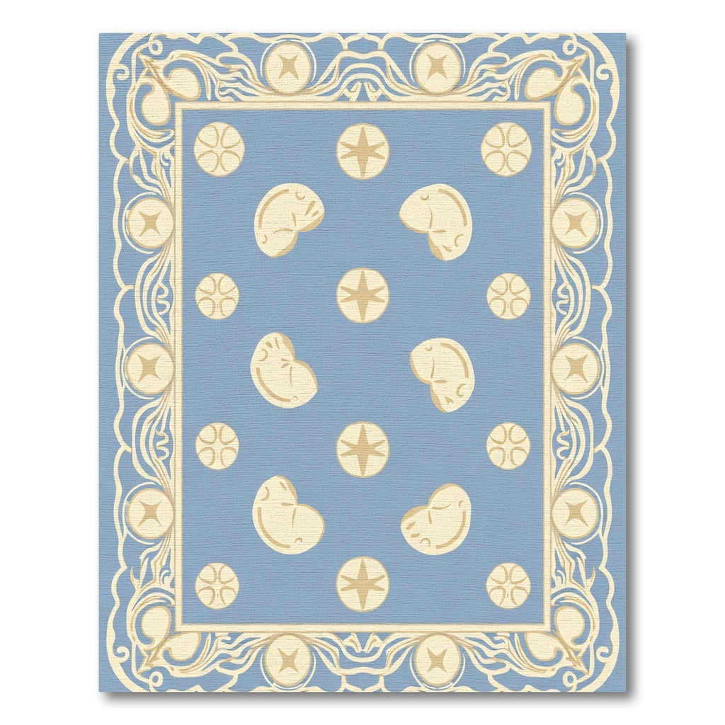 Light Blue Cream Abstract Bean Star Rug