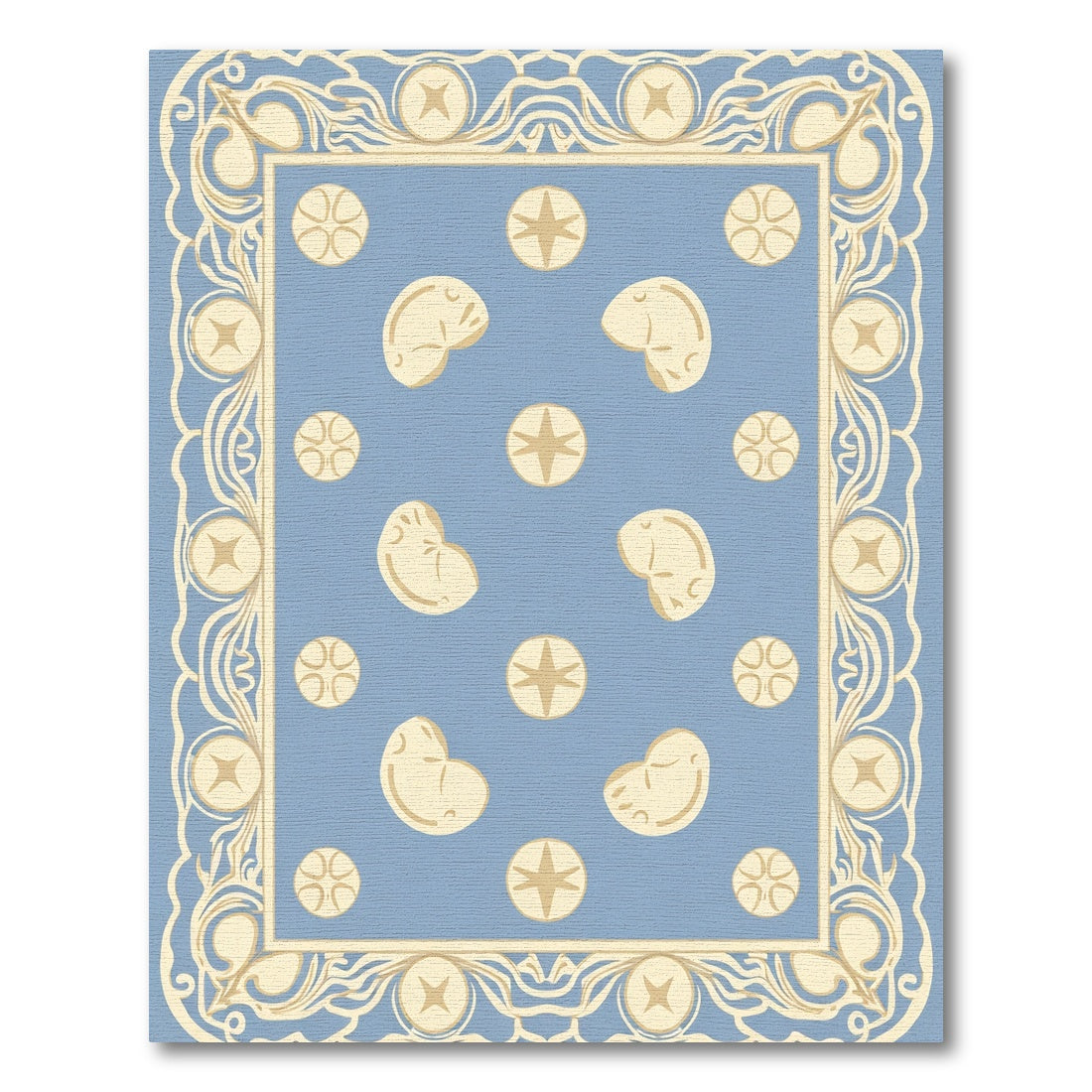 Light Blue Cream Abstract Bean Star Rug