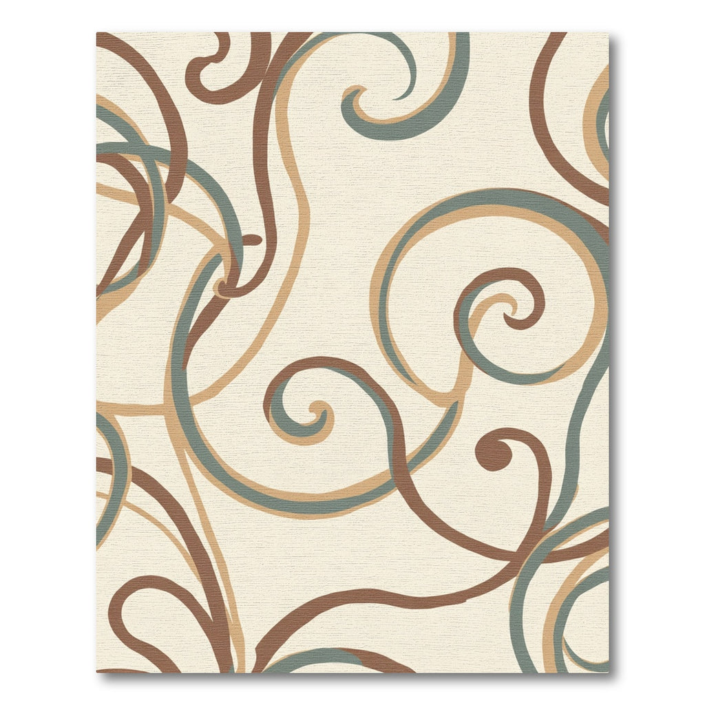 Cream Swirl Abstract Ribbon Art Rug