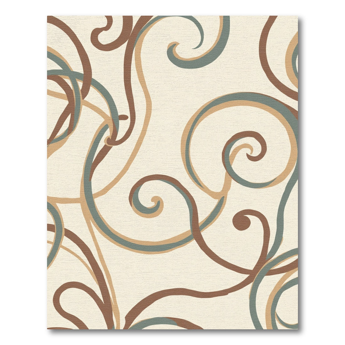 Cream Swirl Abstract Ribbon Art Rug