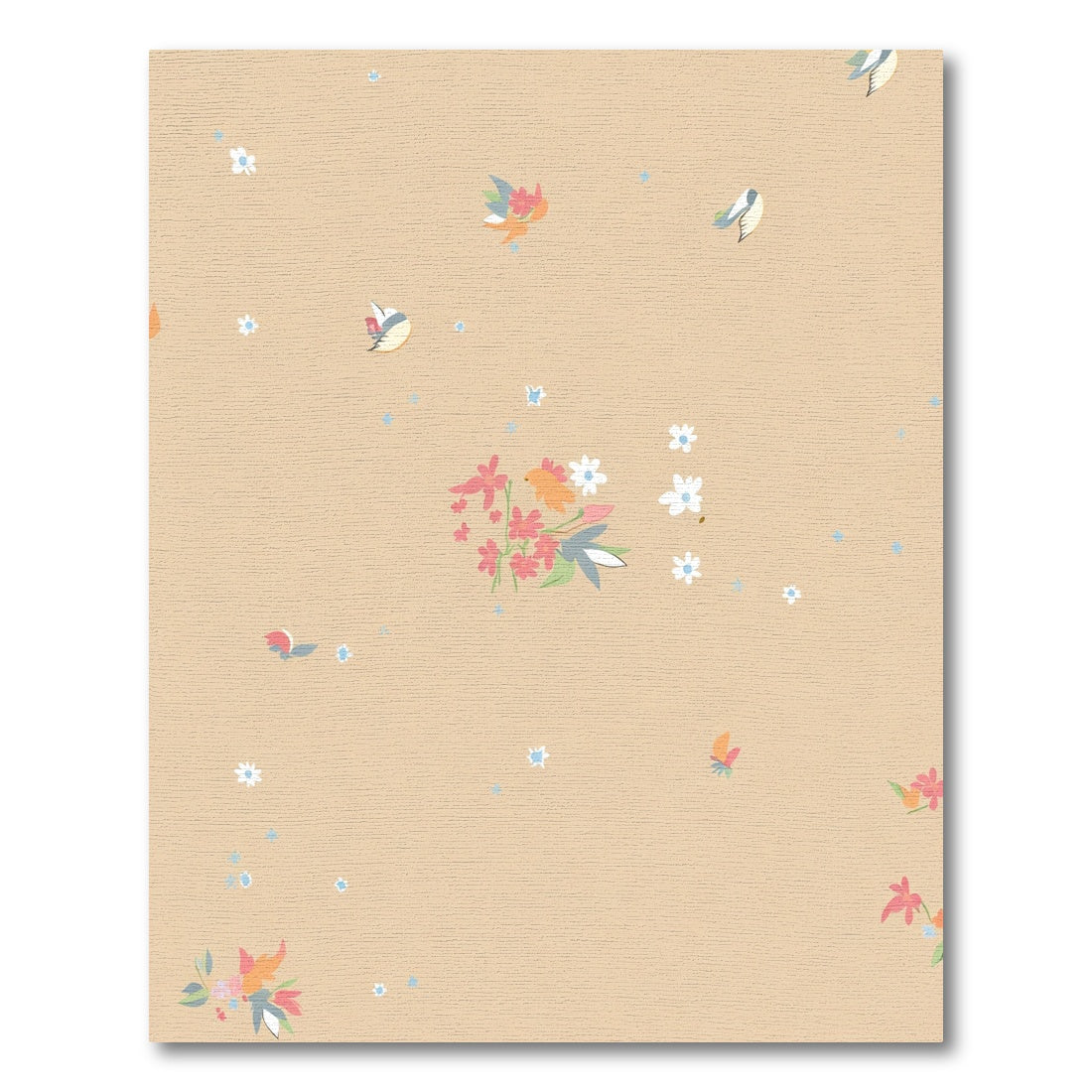 Whimsical Coral Floral Birds Delight Rug