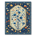Navy Blue Floral Tree Scroll Rug