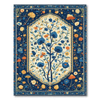 Navy Blue Floral Tree Scroll Rug