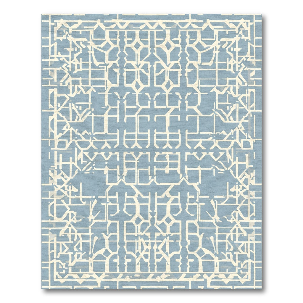 Pale Blue Geometric Labyrinth Rug